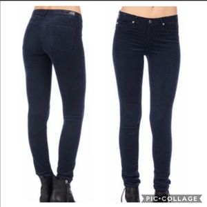 AG Dark Turquoise velvet Premiere Skinny Straight Adriano Goldschmied